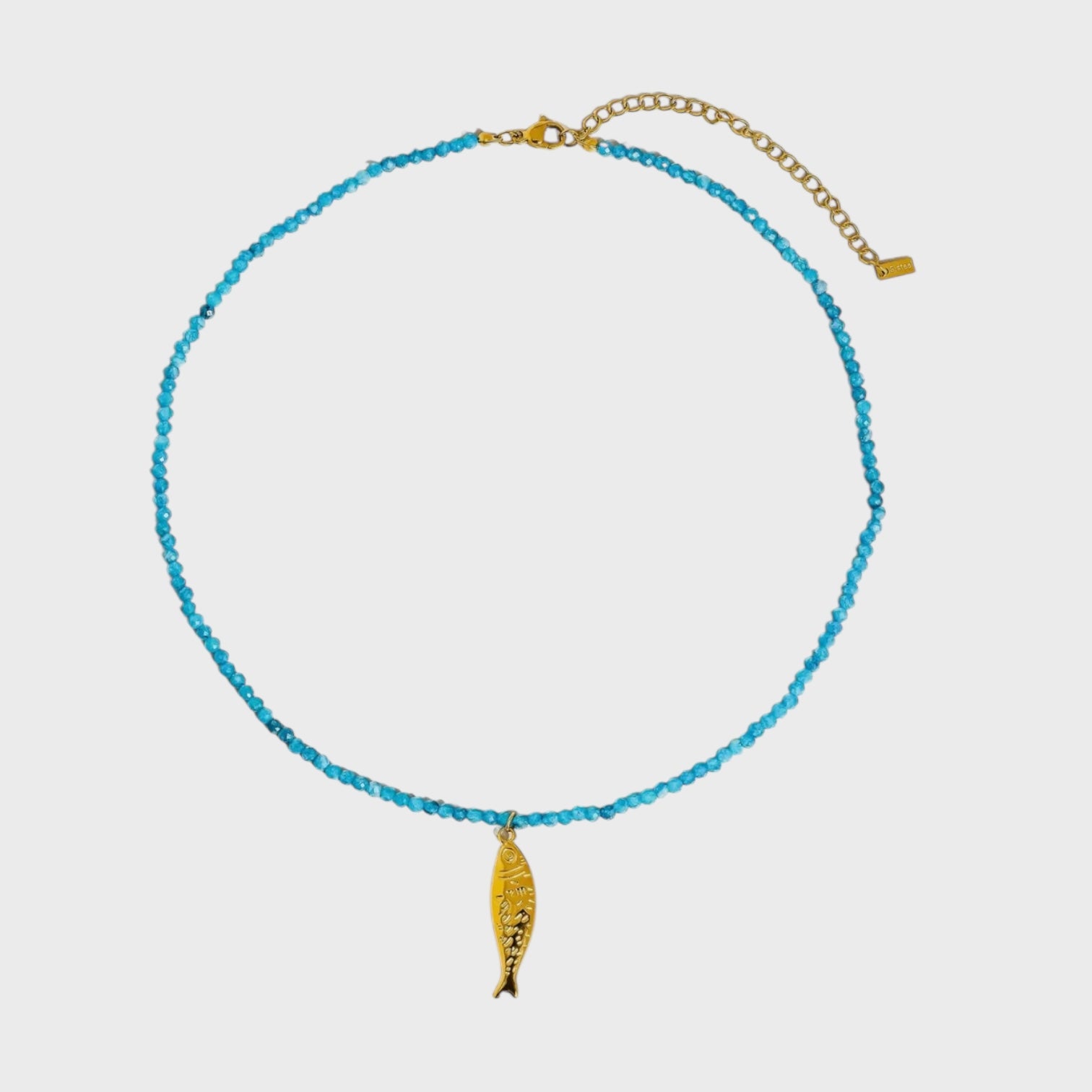 Sasha 18K Gold Non-Tarnish Fish Beaded Necklace | Blue