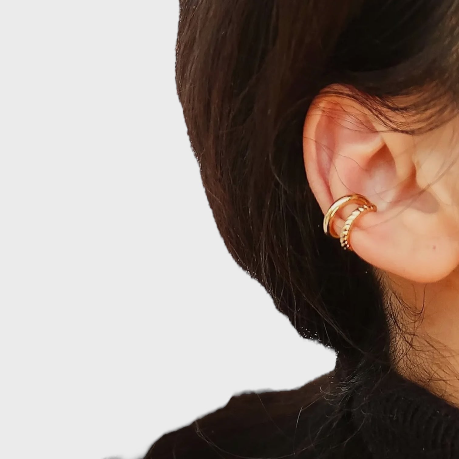 Lucas 18K Gold Non-Tarnish Braided Ear Cuff | Yellow Gold