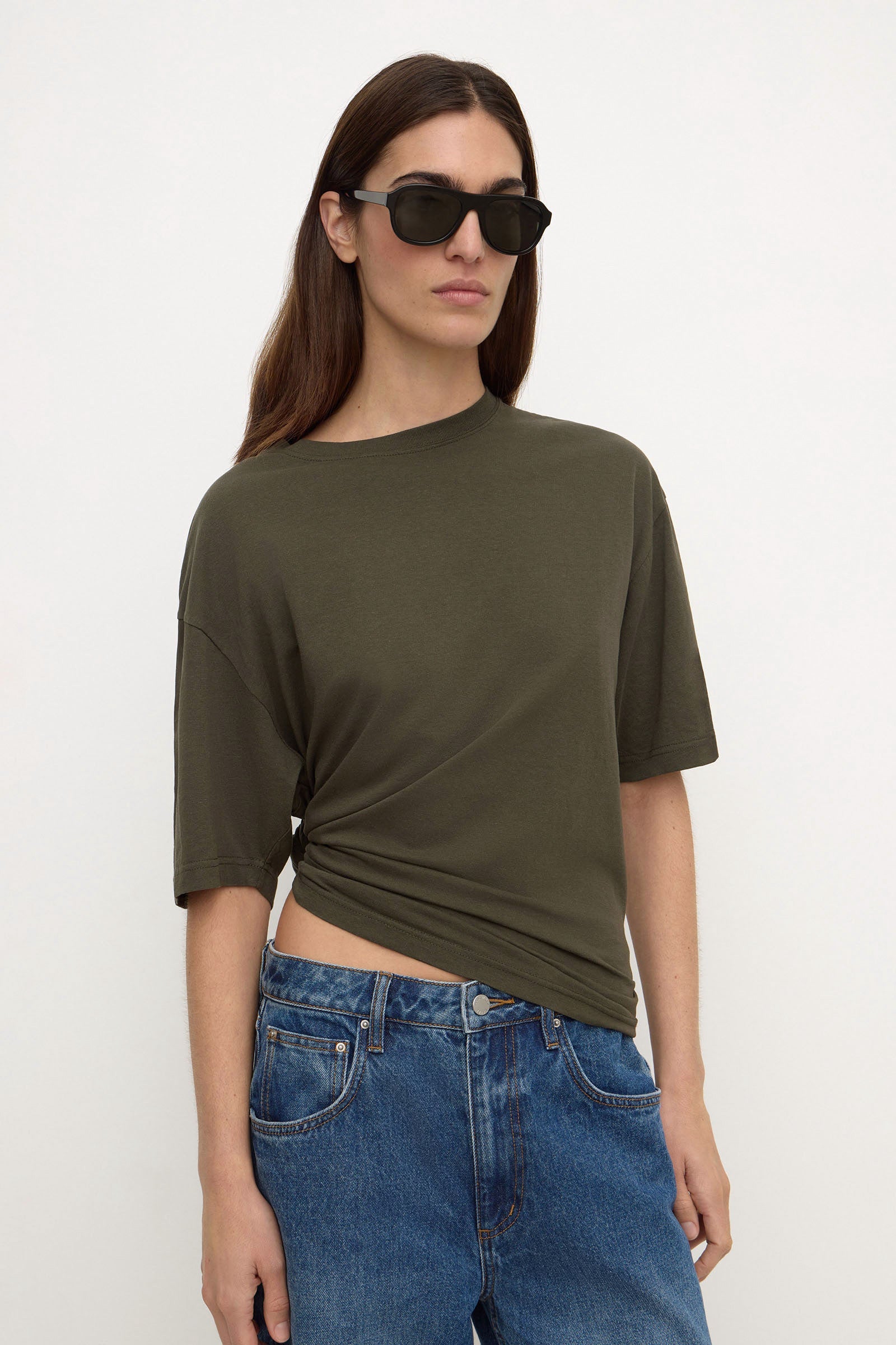 Assembly Label Kira Cotton Hemp Tee in Dark Military