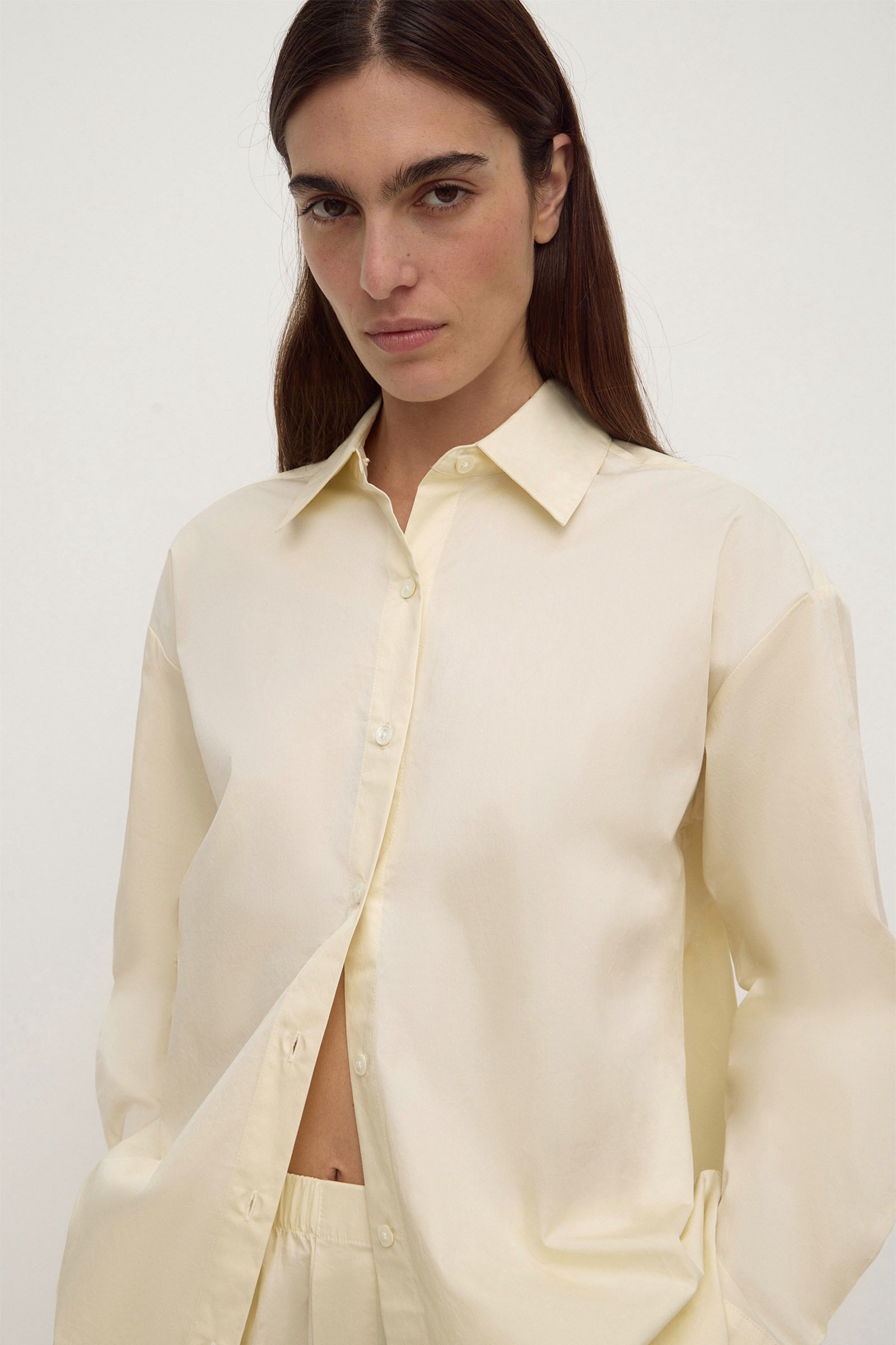Assembly Label Micha Poplin Long Sleeve Shirt in Vanilla