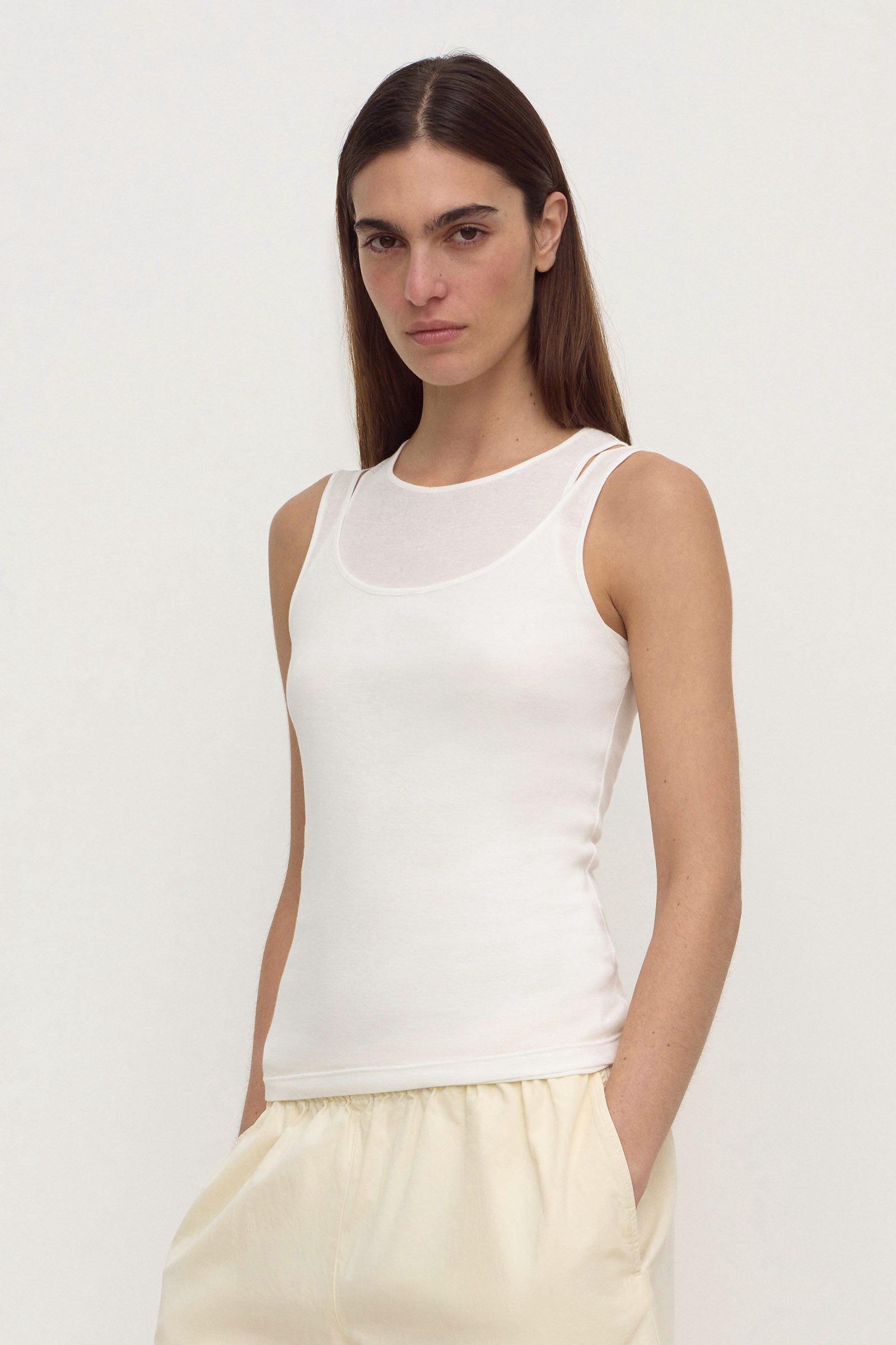 Assembly Label Mika Jersey Layered Tank in White