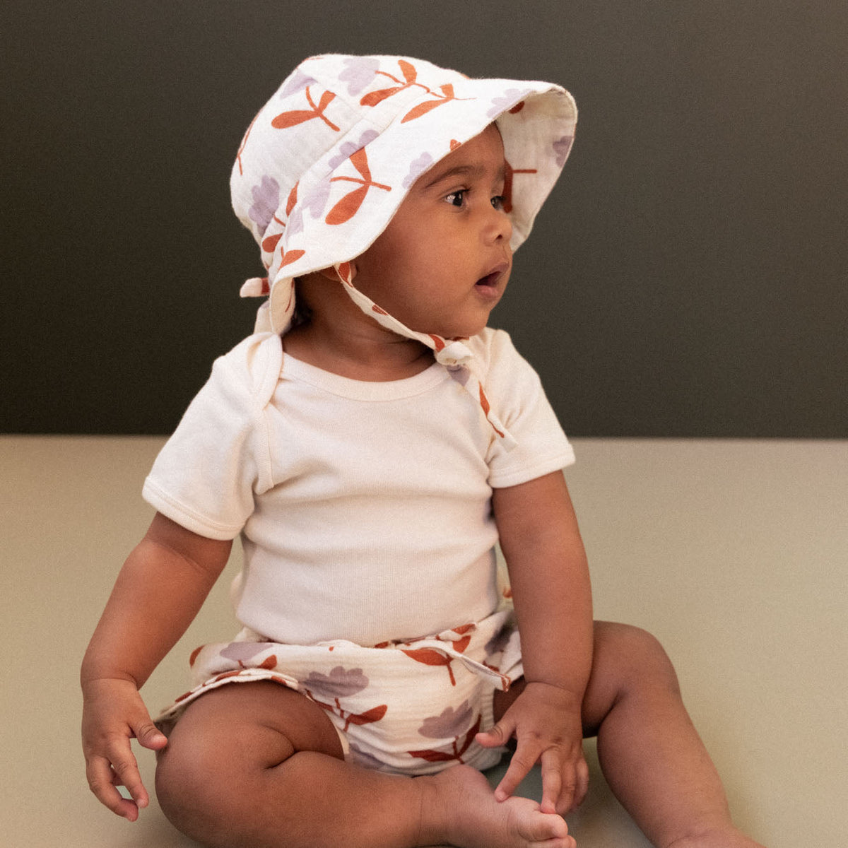 Nature Baby Petal Bloomers Muslin in Fleurette Print, styled