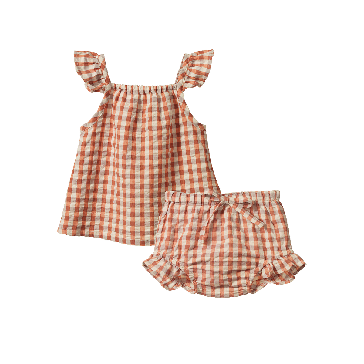 Nature Baby Petal Set in Dandelion Gingham, front view