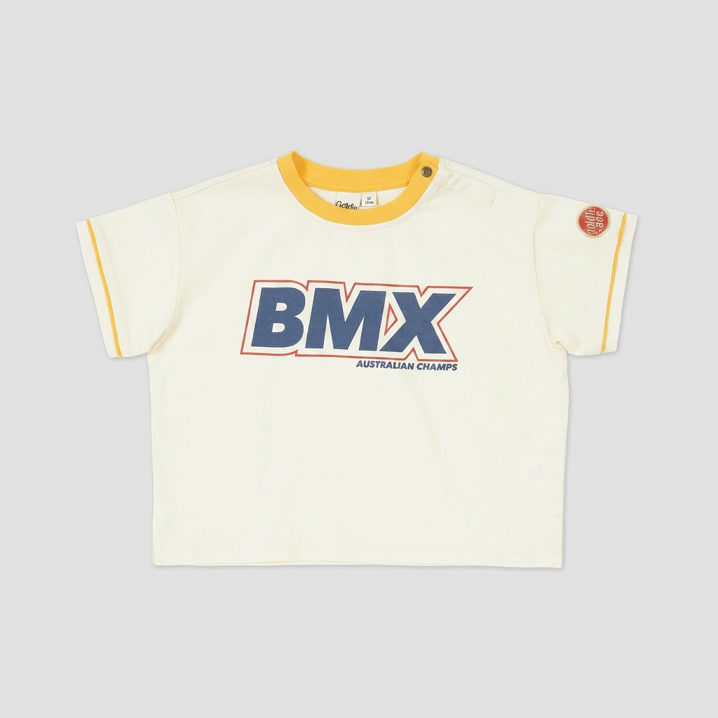 Oversized Bmx T-Shirt flatlay on ebebeb background