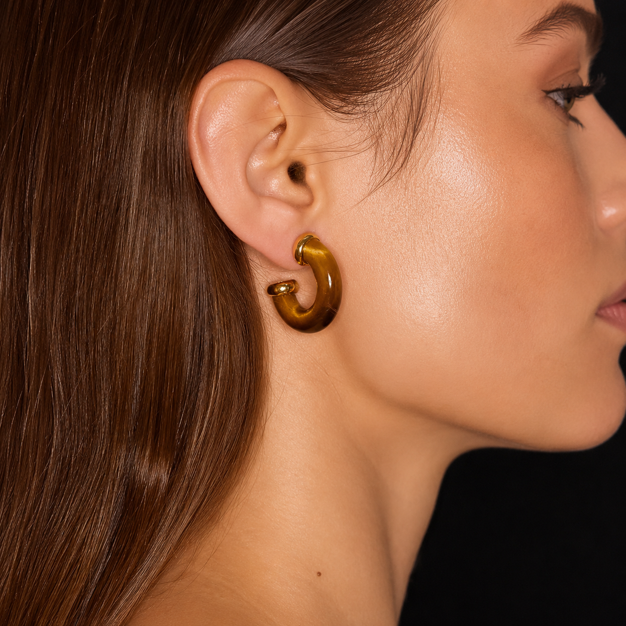 Quinnley Western Hoop Earrings | Brown Jasper