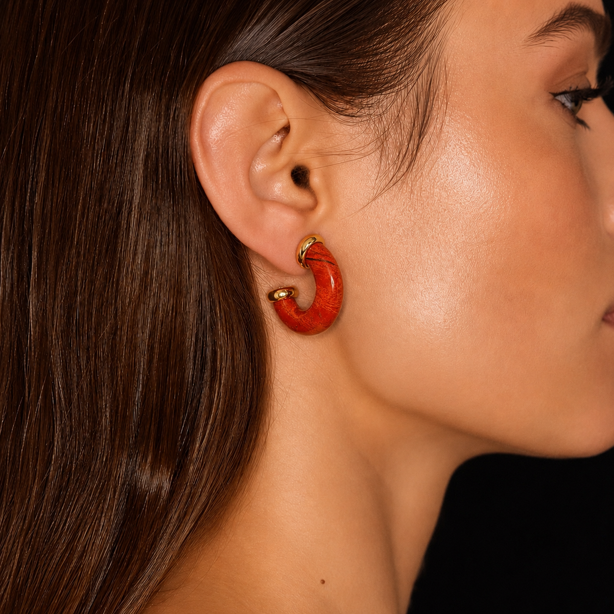 Quinnley Western Hoop Earrings | Red Jasper