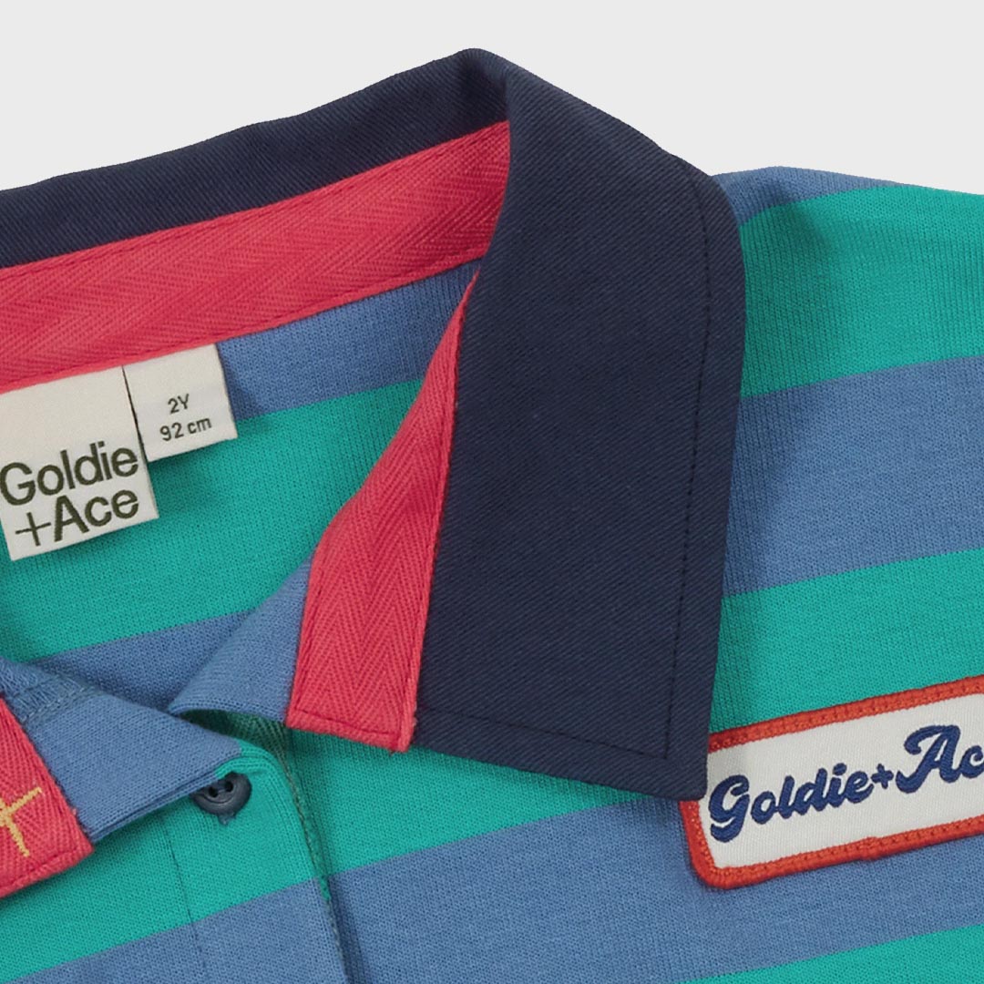 Rugby Stripe Terry Sweat Top | Blue