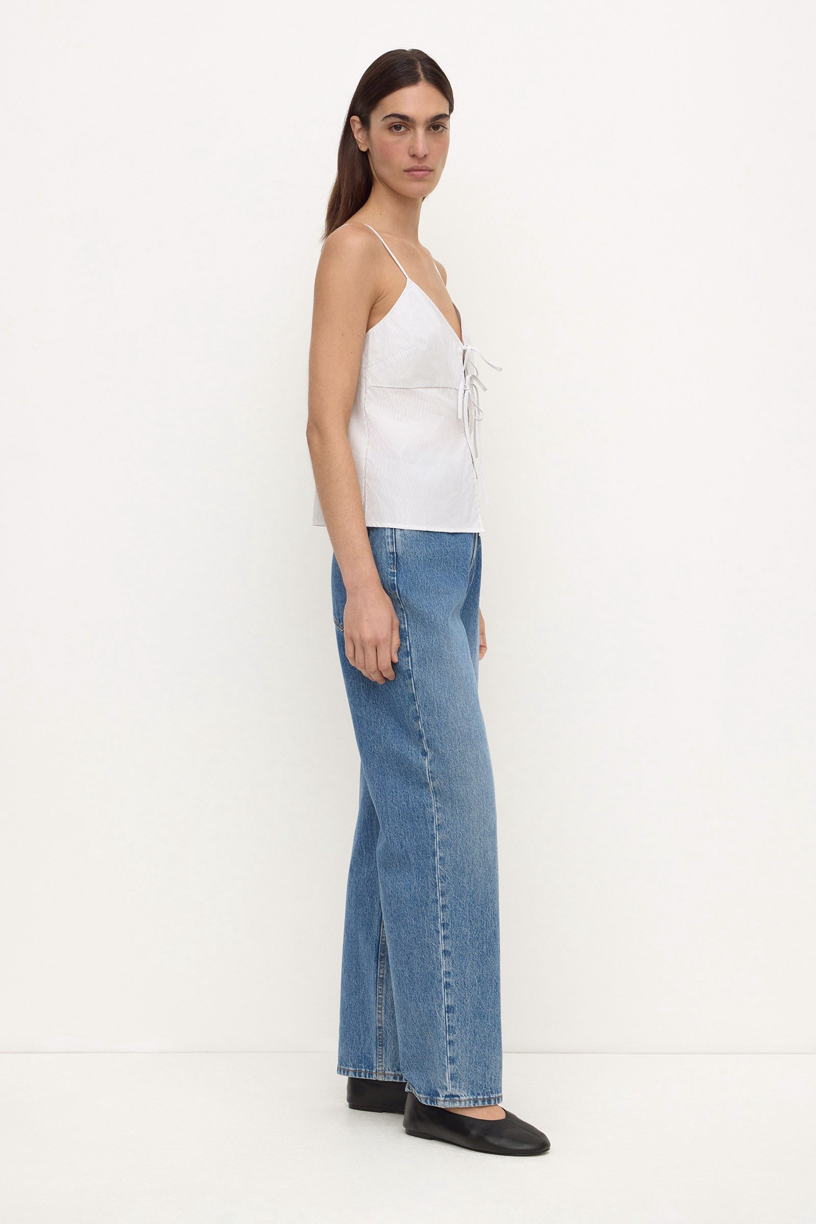 Assembly Label Ruth Cotton Tie Top in Blue Stripe