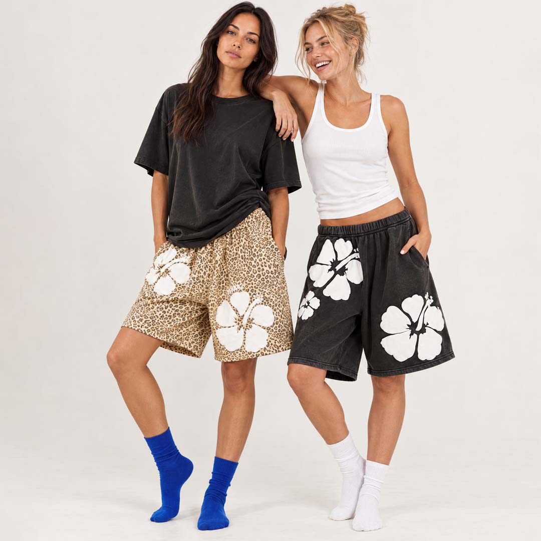 The Happy Hibiscus Shorts | Leopard
