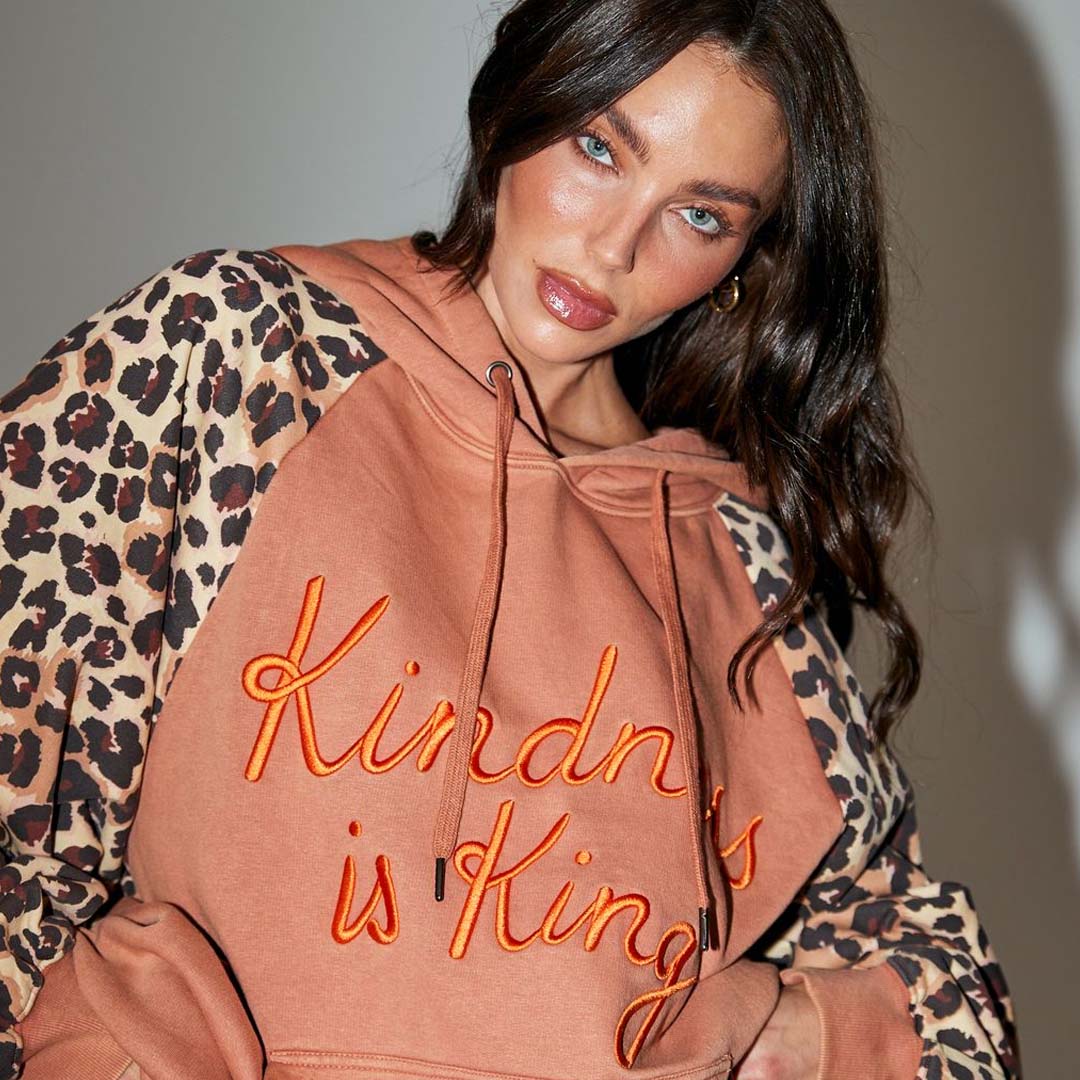 Kindness is King Hoodie | Peach Leopard