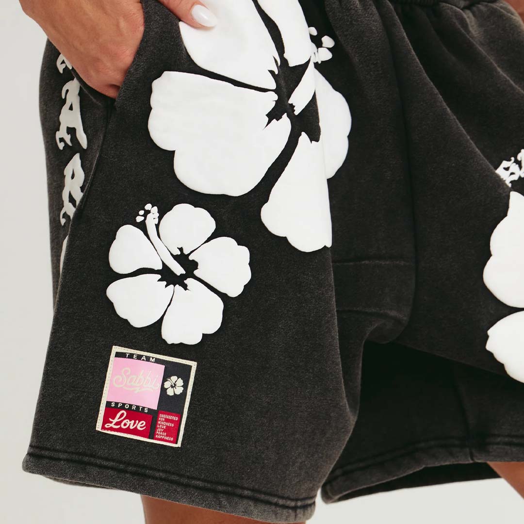 The Happy Hibiscus Shorts | Black