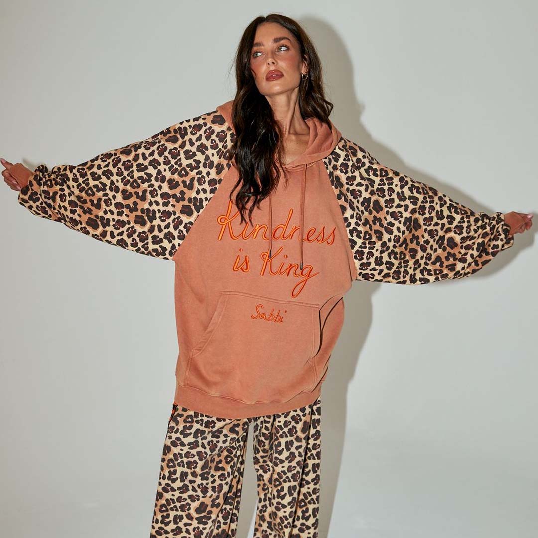 Kindness is King Hoodie | Peach Leopard