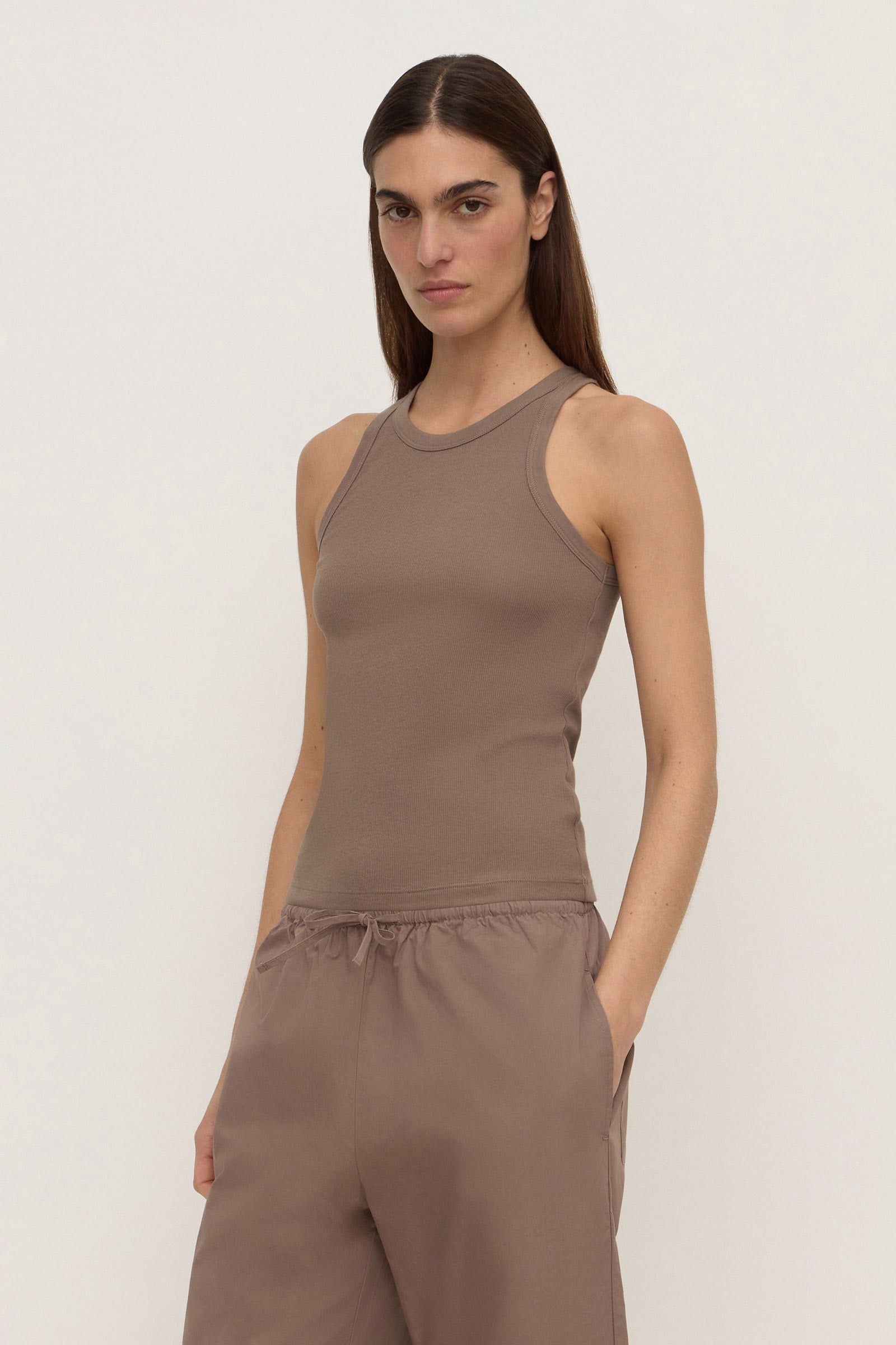 Assembly Label Tabitha Rib Tank in Dark Sand