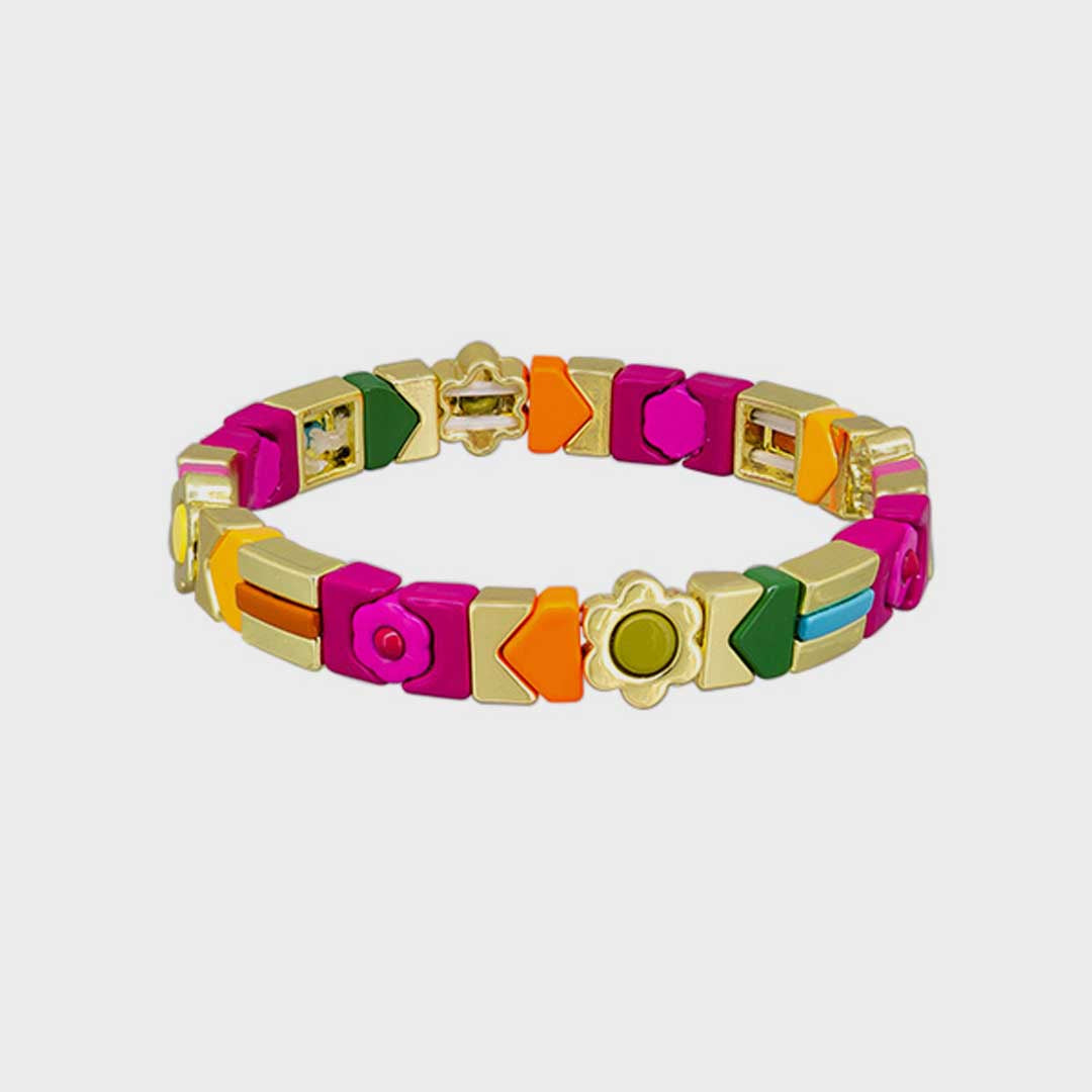 Candy Tile Bracelet | Pink Flower