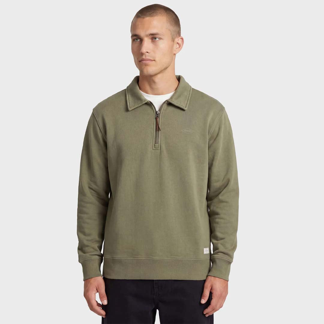 La Brea 1/4 Zip Polo Sweat | Vetiver Green