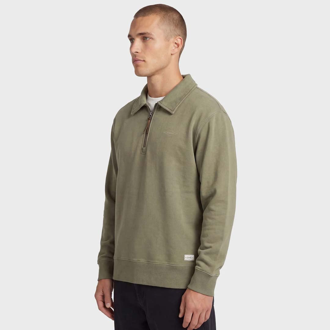 La Brea 1/4 Zip Polo Sweat | Vetiver Green