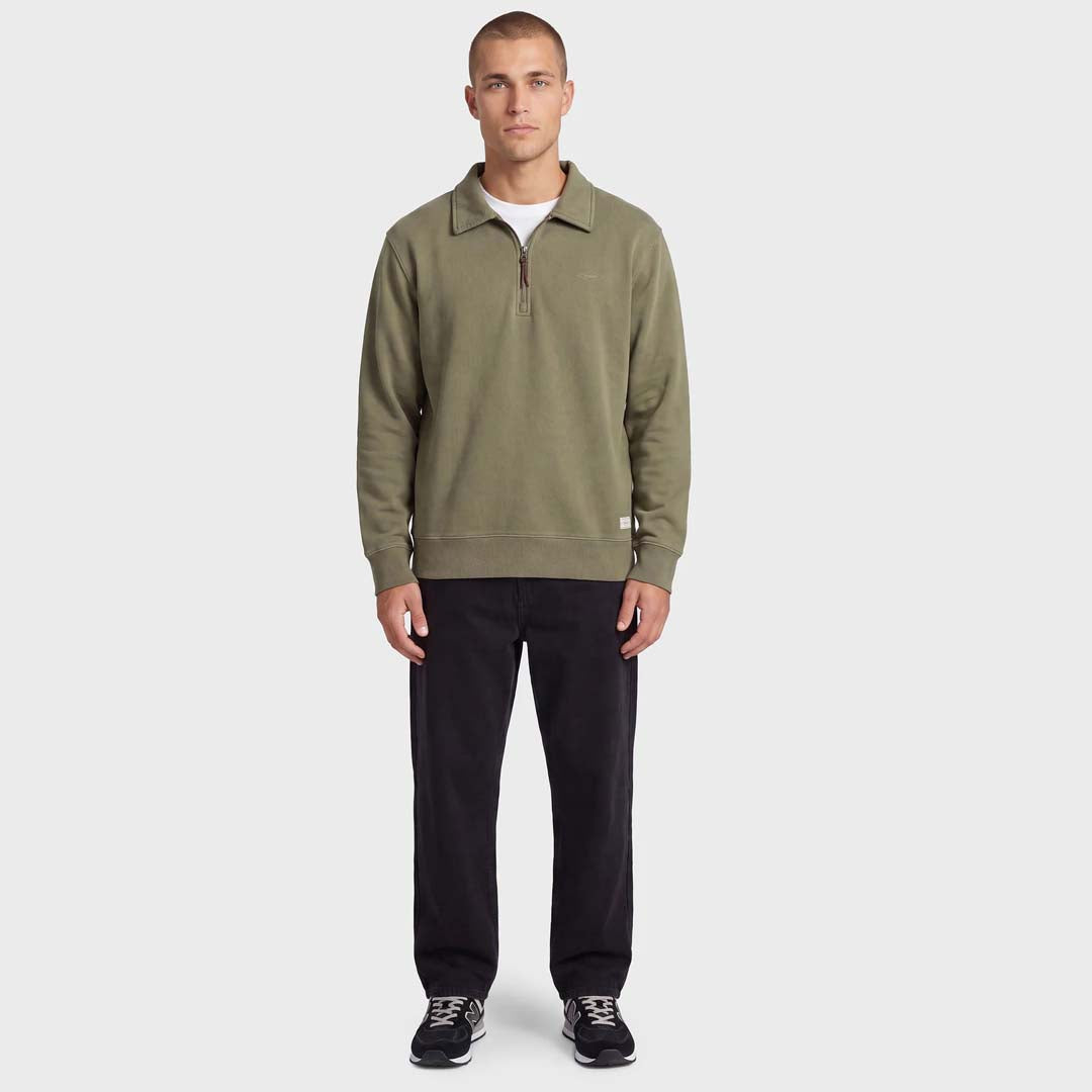 La Brea 1/4 Zip Polo Sweat | Vetiver Green