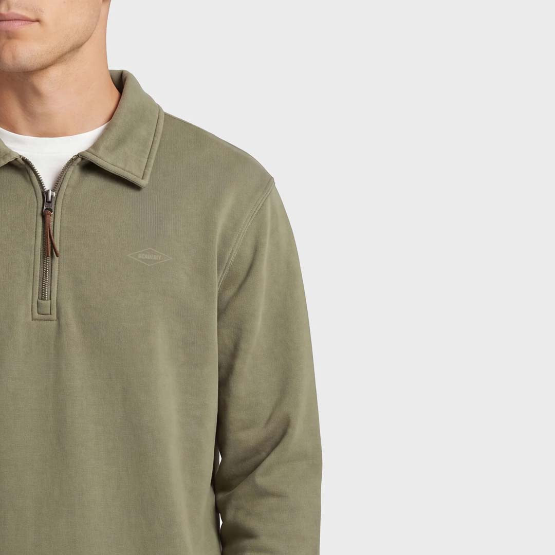 La Brea 1/4 Zip Polo Sweat | Vetiver Green