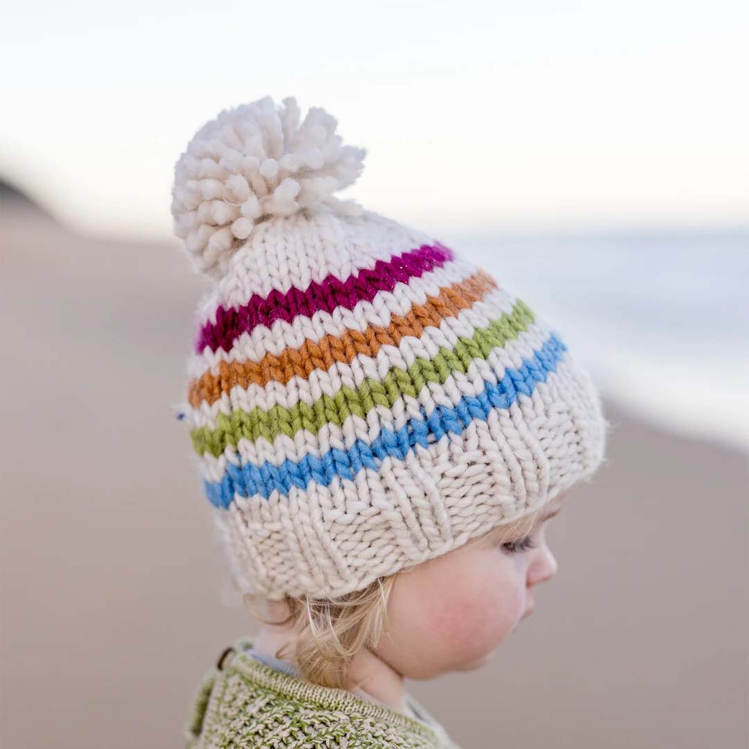 RAINBOW STRIPE BEANIE - NATURAL