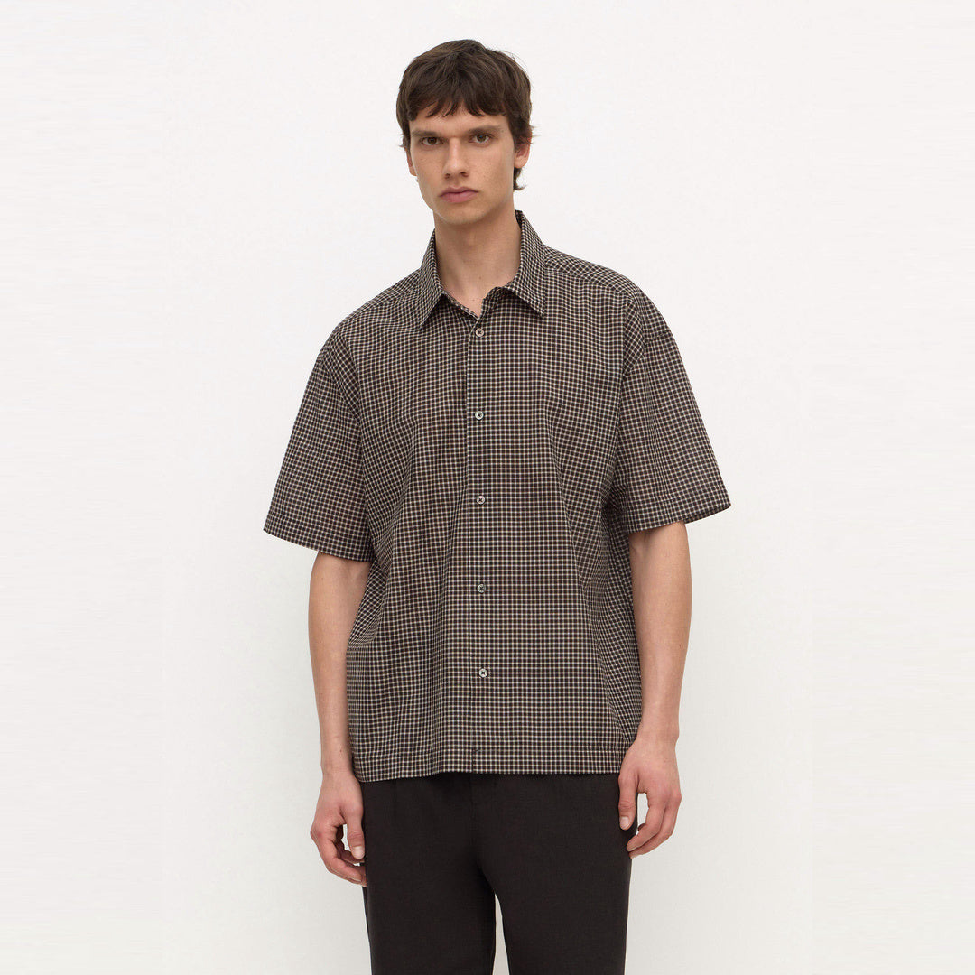 Assembly Label Alta Check Short Sleeve Shirt in Brown Black