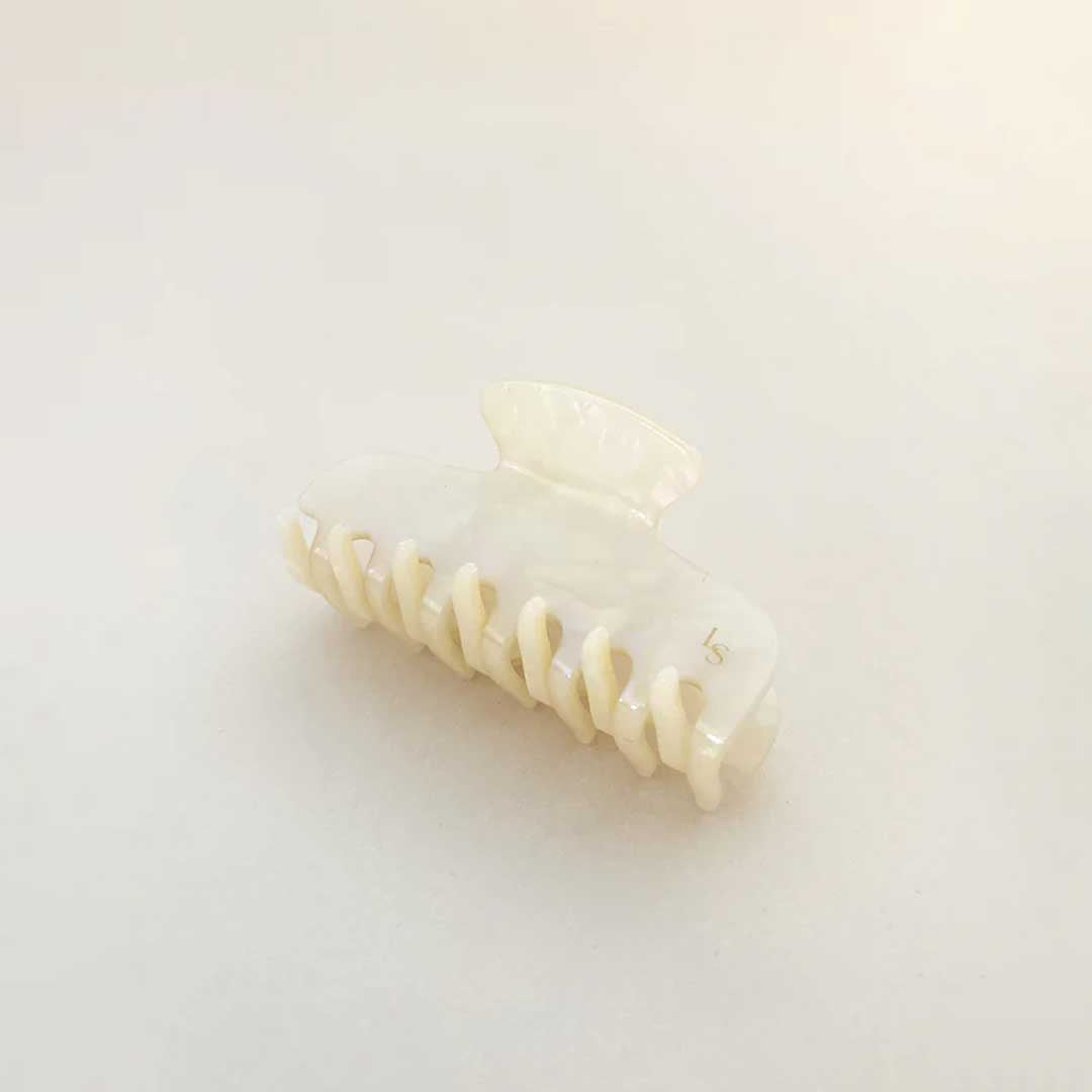 L&S Logo Petit Hair Claw Clips | Ivory