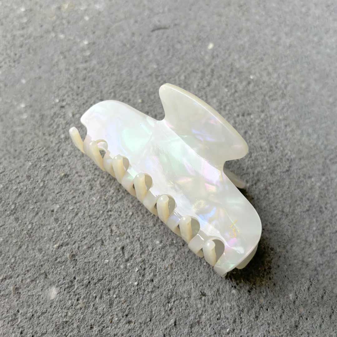 L&S Logo Petit Hair Claw Clips | Ivory
