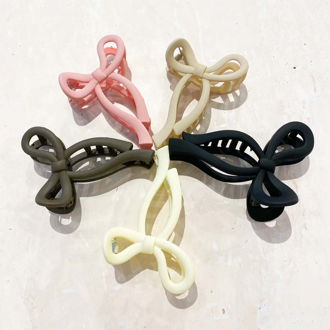 ROMY MATTE BOW CLAW CLIP | BROWN