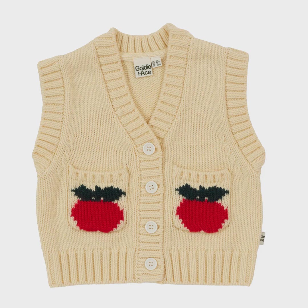 Apple Pocket Knit Vest | Cream