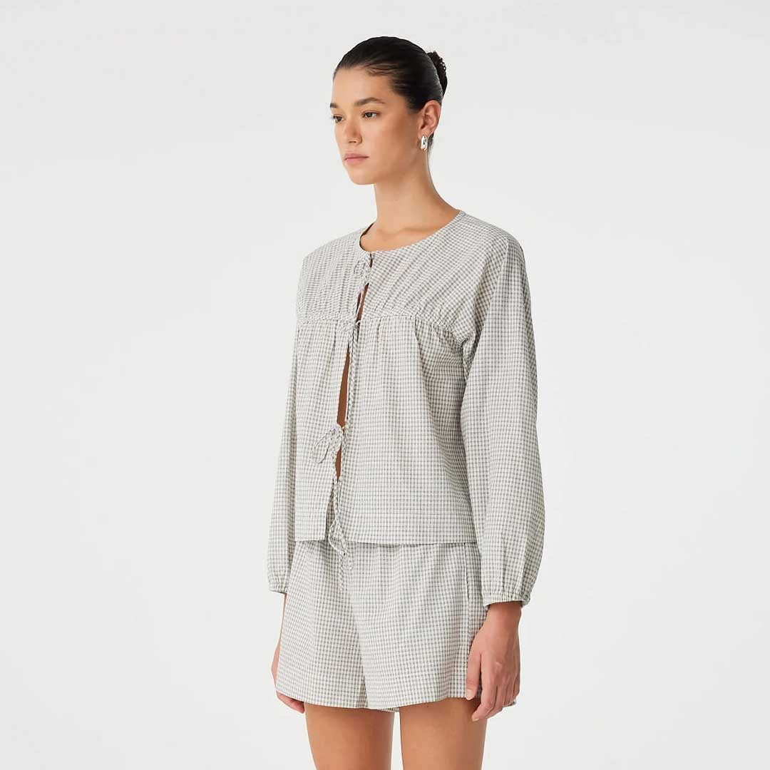 Chloe Tie Ft Blouse | Black Check