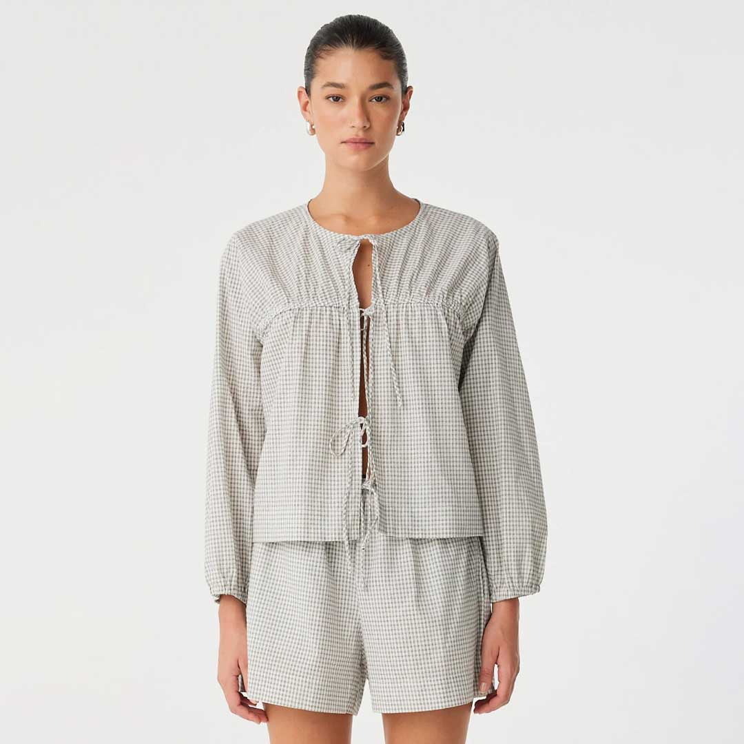 Chloe Tie Ft Blouse | Black Check