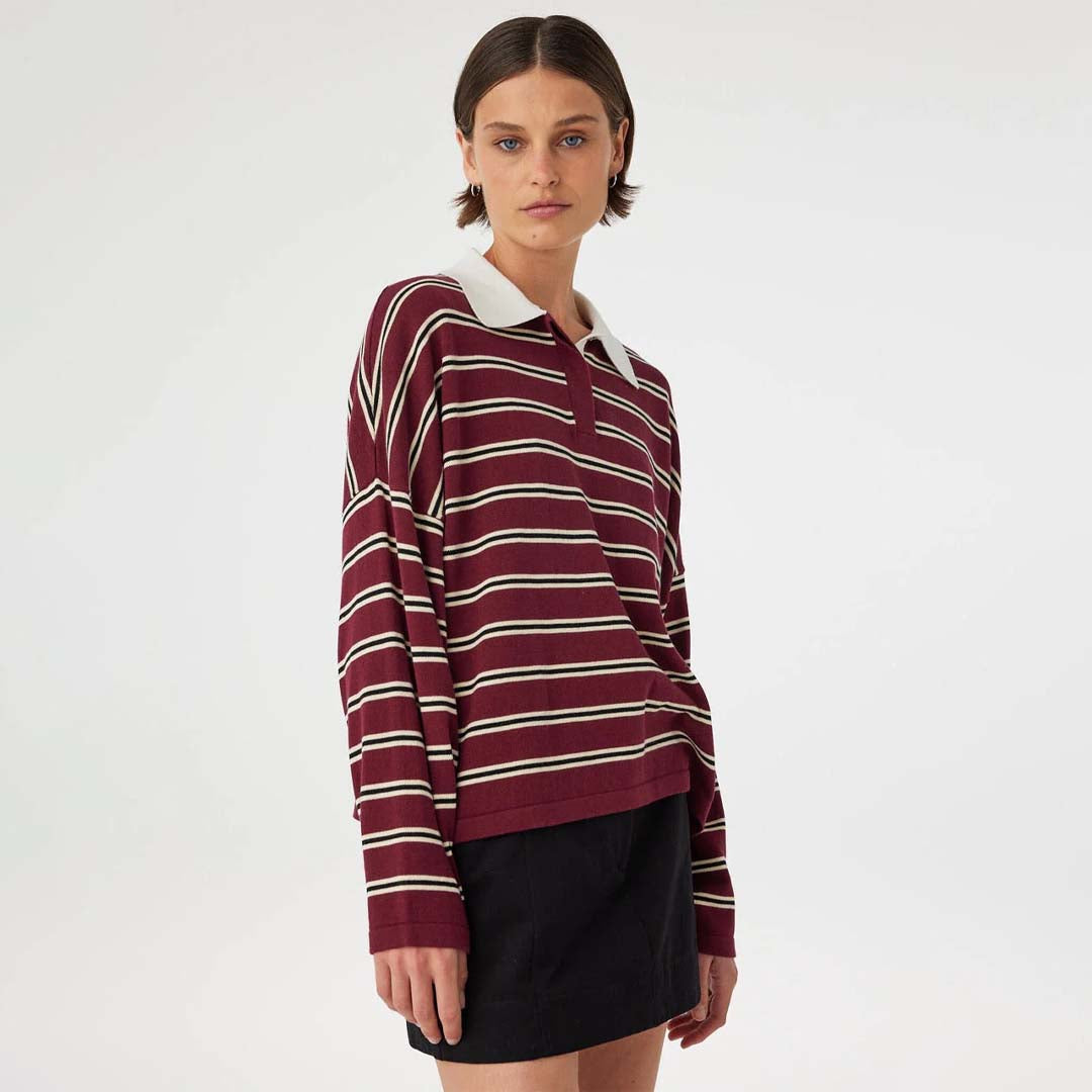 Rayne Knit Jersey | Merlot Stripe