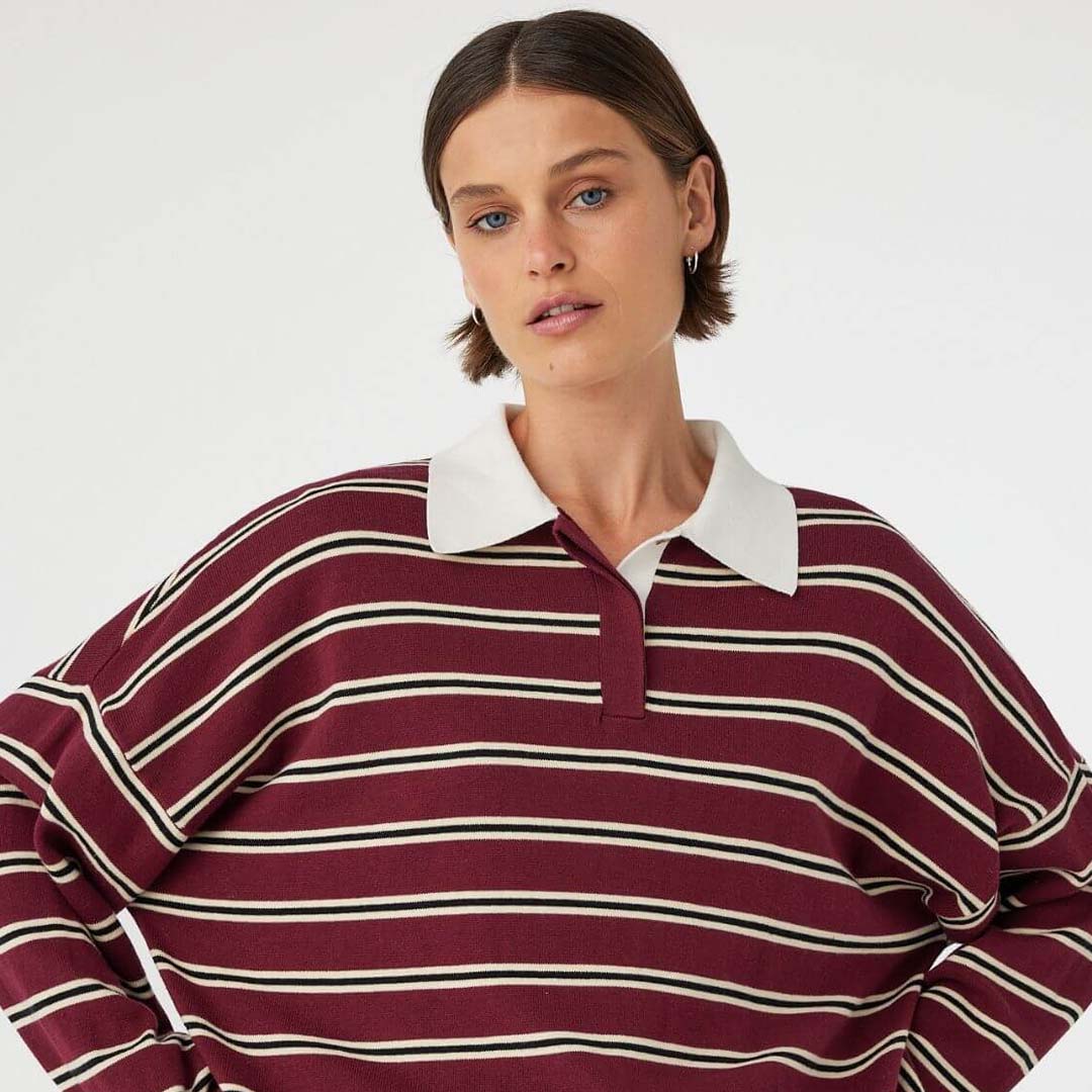 Rayne Knit Jersey | Merlot Stripe