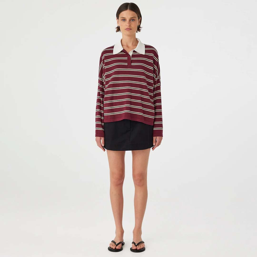 Rayne Knit Jersey | Merlot Stripe