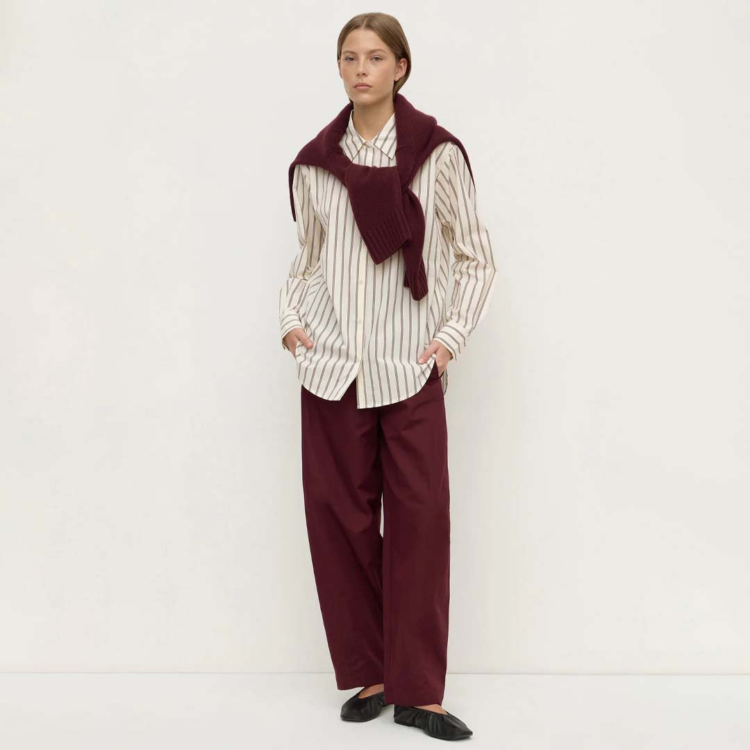 Amaro Italian Stripe Shirt | Merlot White Stripe