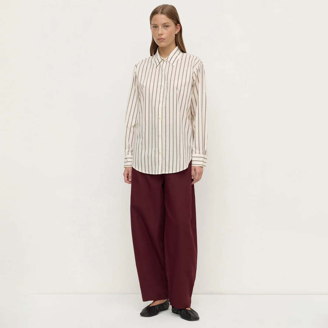 Amaro Italian Stripe Shirt | Merlot White Stripe
