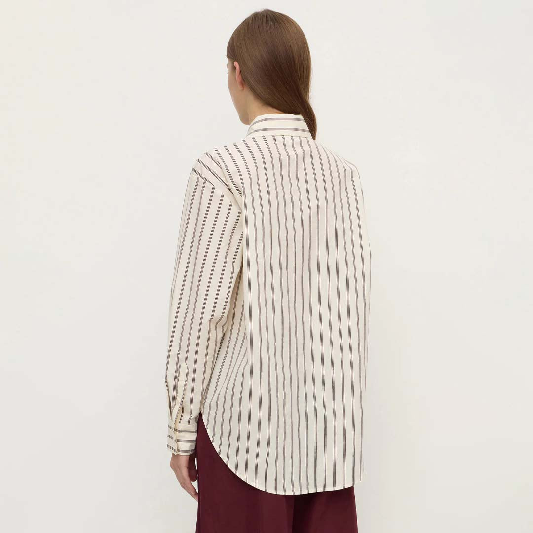 Amaro Italian Stripe Shirt | Merlot White Stripe