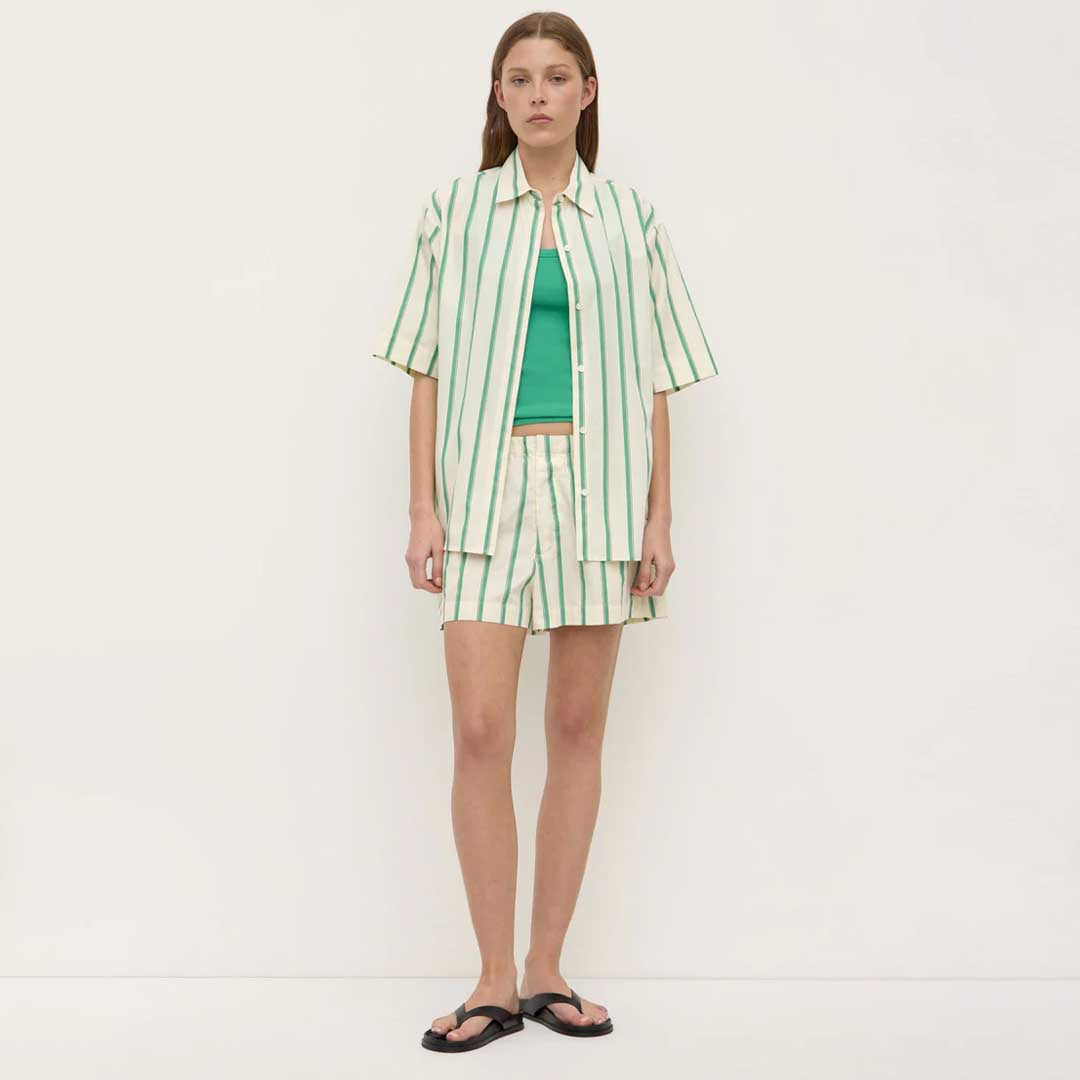 Agnes Stripe Shirt | Butter Bright Green