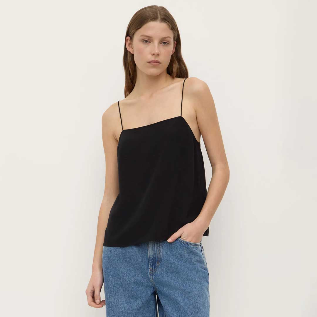 Aime Silk Tank | Black