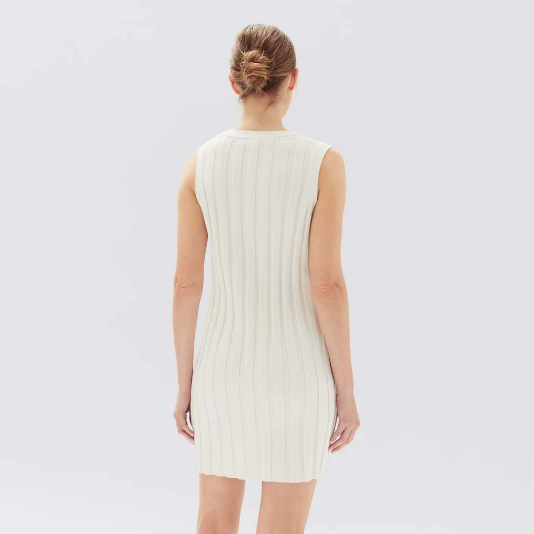 ALANA KNIT RIB MINI DRESS | ANTIQUE WHITE