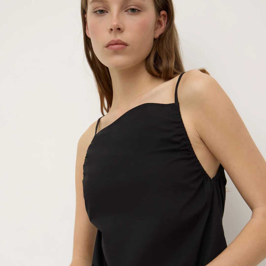 Annie Poplin Mini Dress | Black