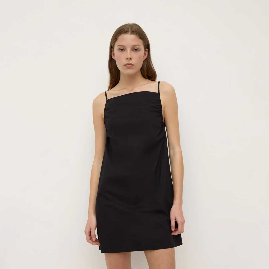Annie Poplin Mini Dress | Black