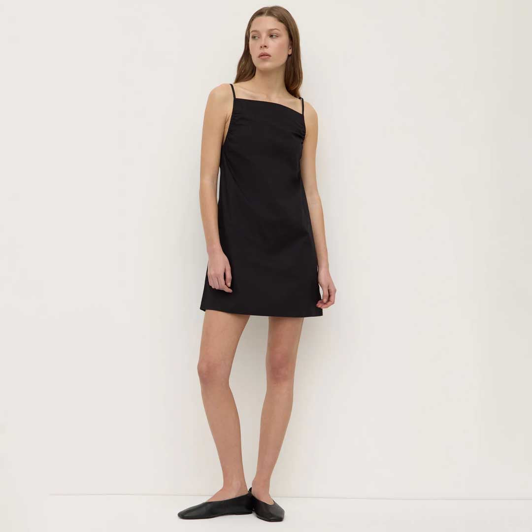 Annie Poplin Mini Dress | Black
