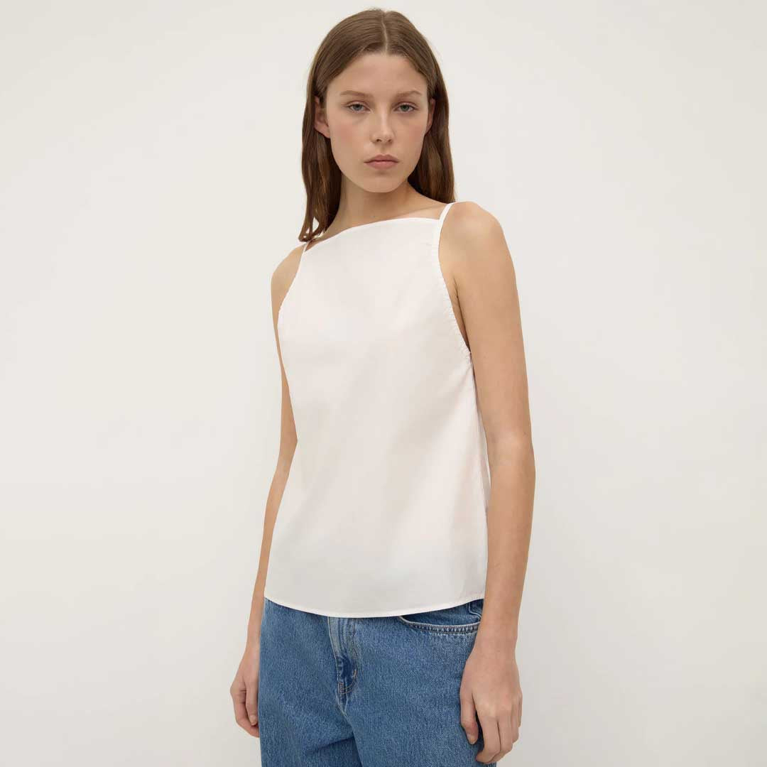 Annie Poplin Tank | White