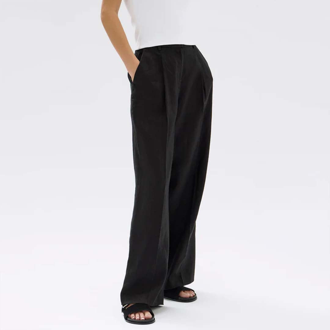 Aria Linen Pant | Black