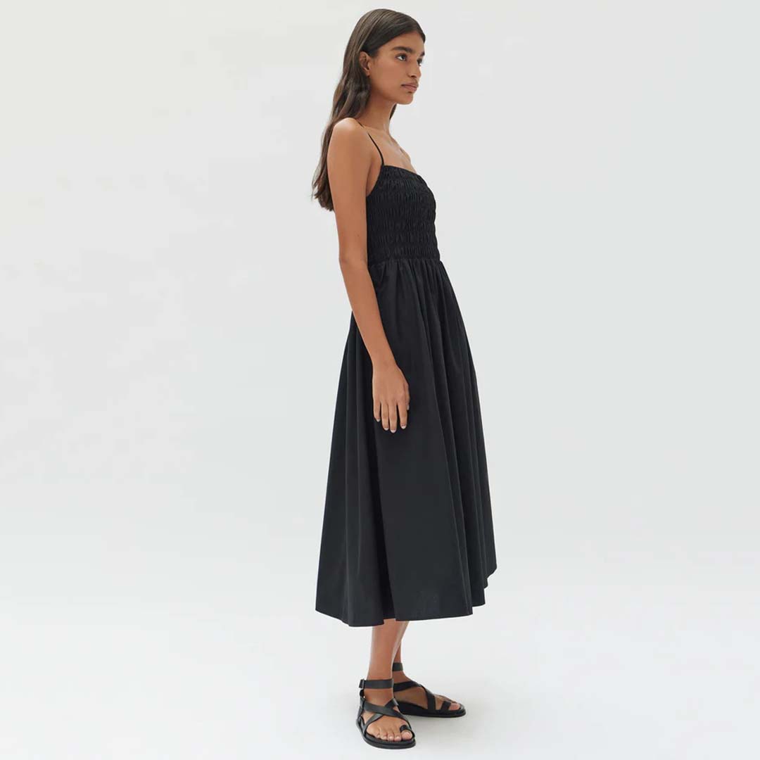 AUBREY ROUCHED DRESS | BLACK