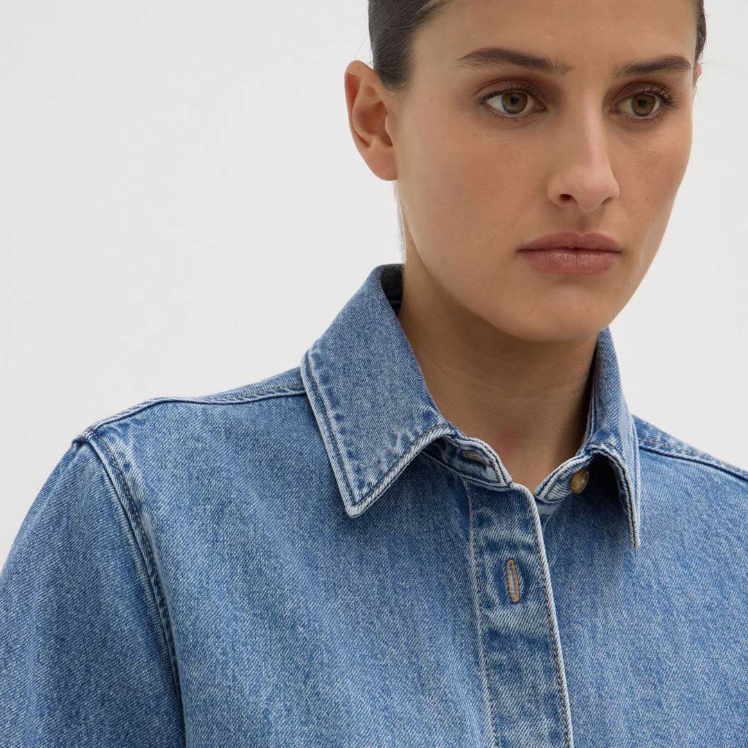 Boxy Denim Shirt | Dark Stone