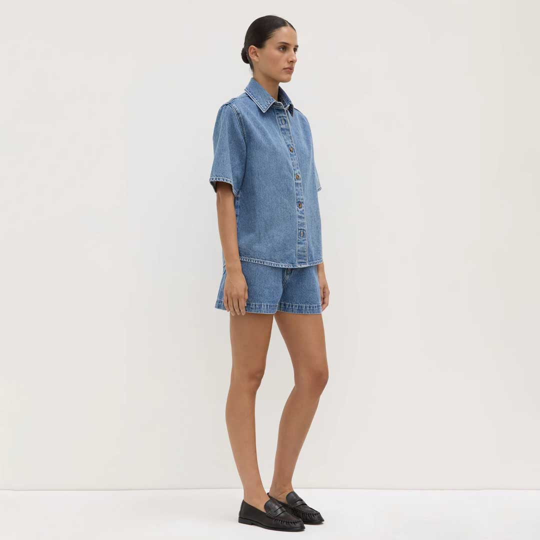 Boxy Denim Shirt | Dark Stone