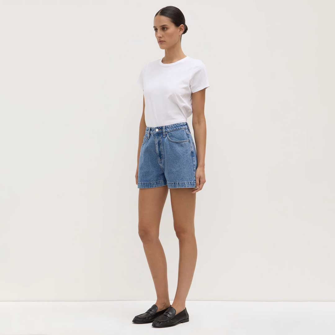 Boxy Denim Short | Dark Stone