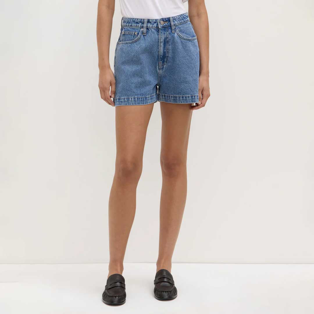 Boxy Denim Short | Dark Stone
