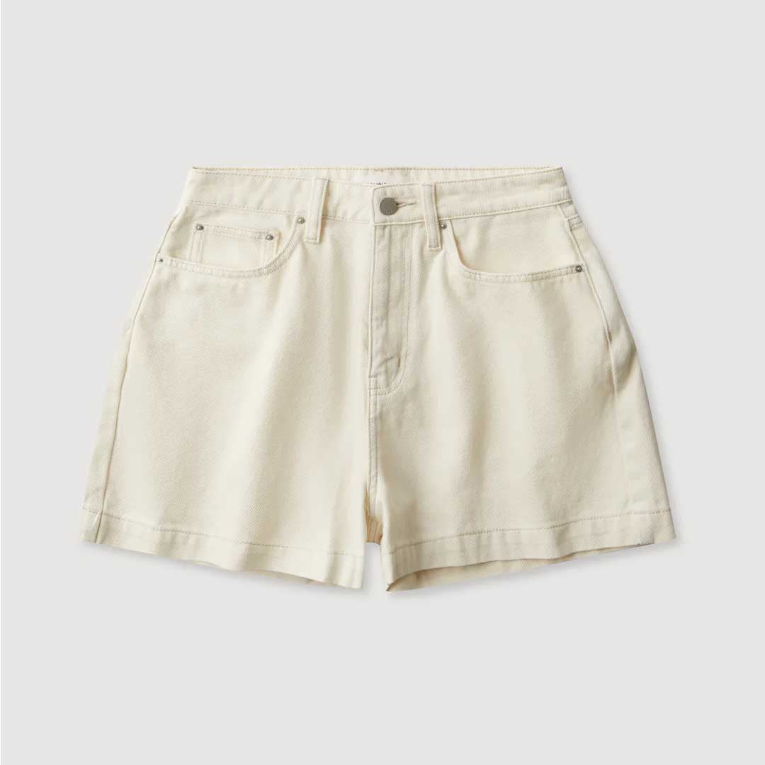 Boxy Denim Short | Ecru